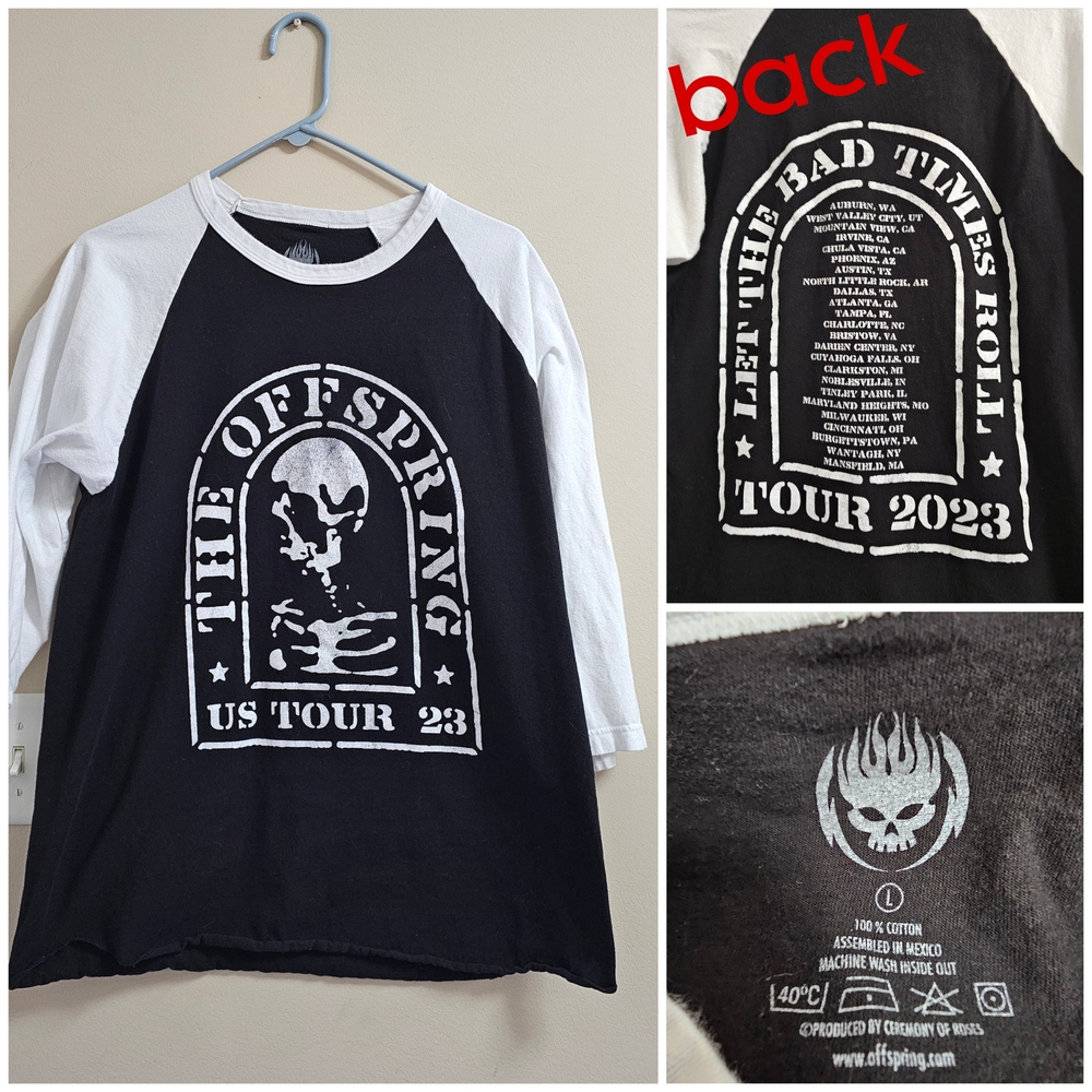 Authentic The Offspring 2023 "Let The Bad Times Roll" US Tour Raglan Large Shirt